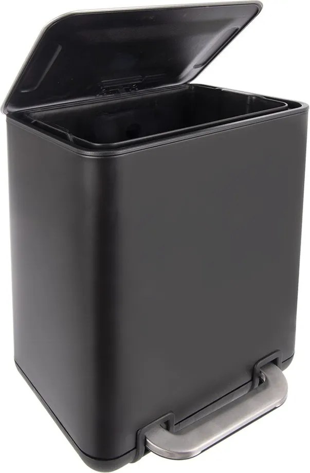Čierny pedálový odpadkový kôš z nehrdzavejúcej ocele 20 l Black – Orion