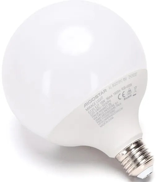 LED RGB Stmievateľná žiarovka MESH G120 E27/18W/230V 6500K + DO - Aigostar
