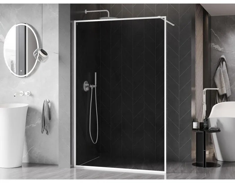 Mexen, Mexen Kioto-XF sprchová stena s rámom 90 x 202 cm, grafit 10 mm, biela - 800-090-104-20-40-X