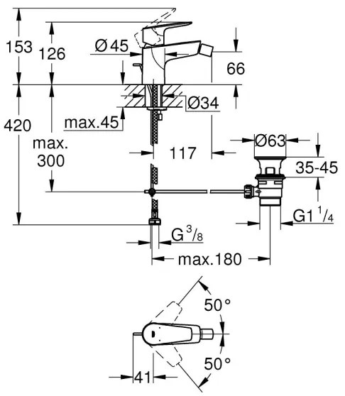 GROHE 23345001 - Bidetová batéria START EDGE, lesklý chróm