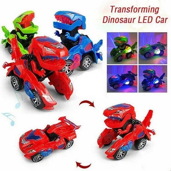 Zaparkorun Transformujúce sa dinosaurie auto s LED DYNOCAR - Modré