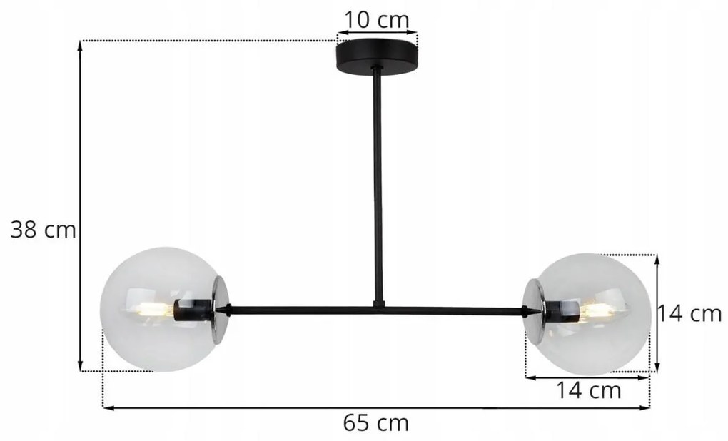 Stropné svietidlo Paris, 2x transparentné sklenené tienidlo, (výber zo 4 farieb uchytenia)