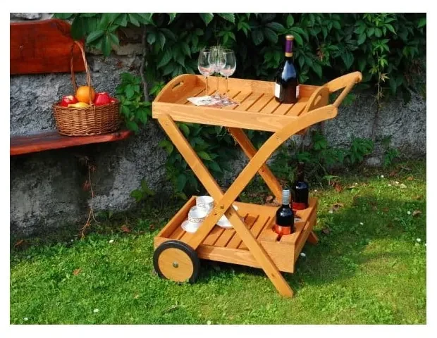 Záhradný servírovací stolík z borovicového dreva 74x61 cm - Rojaplast