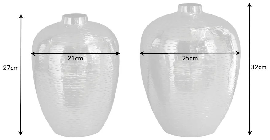 Váza Oriental 2ks 27cm a 31cm strieborné