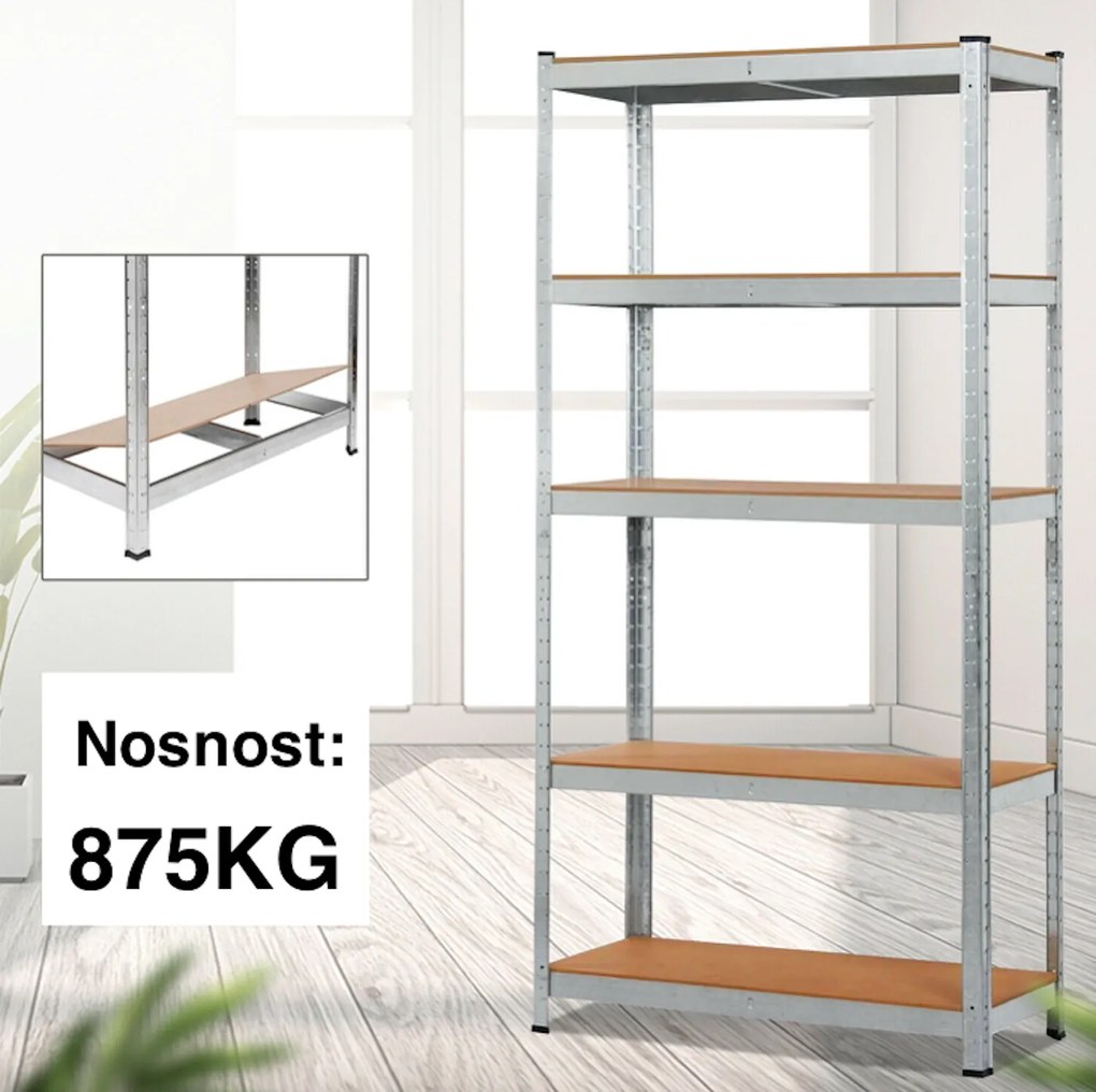 Fistar !!! Akčný balíček: 3x Regál 1800x600x400 mm zinkovaný 5-policový, nosnosť 875 kg