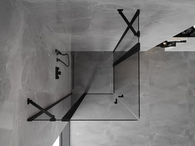 Mexen, Mexen Mist Duo výklopný sprchový kút 100 x 100 cm, priehľadný, čierny - 8A4-100-100-70-00