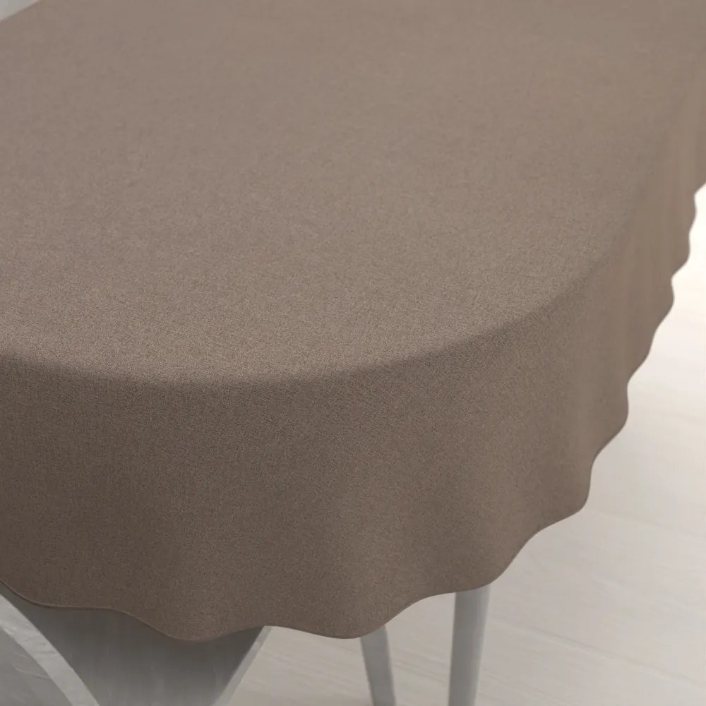 Biante Veľký dekoračný oválny obrus BKR-502 Svetlo hnedý režný 260x320 cm