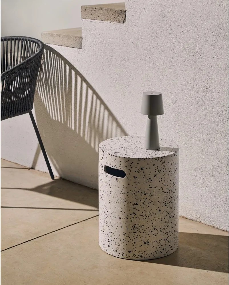 Biely betónový odkladací stolík Kave Home Jenell, ⌀ 35 cm