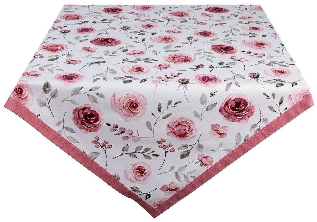 Bavlnený štvorcový obrus s ružami Rustic Rose - 100*100 cm