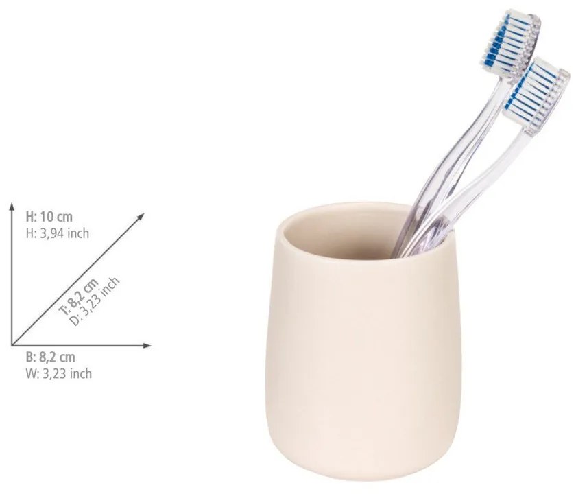 Krémový keramický kelímok na zubné kefky Margo – Allstar