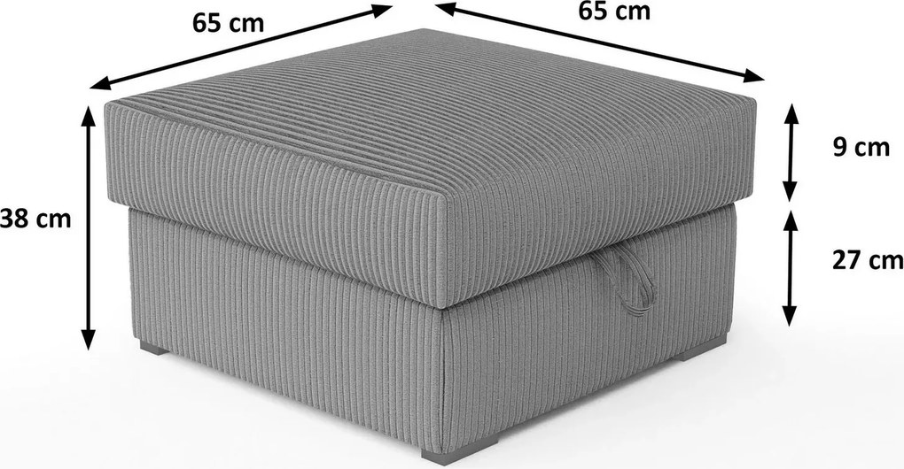 Krémový taburet SMART COSARO s úložným priestorom 65x65 cm