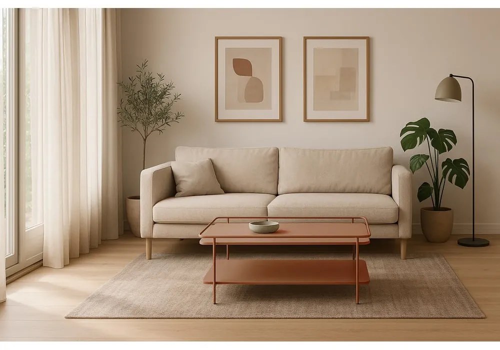 Kovový konferenčný stolík v terakotovej farbe 55x110 cm Yuba – Unique Furniture