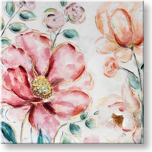 Maľovaný obraz na stenu KVETY 70x70 cm