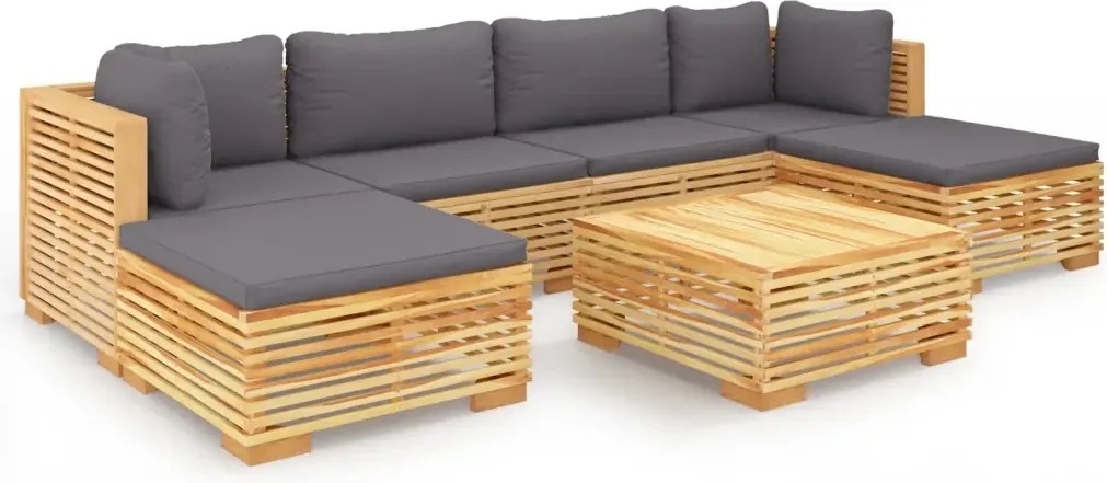 vidaXL 7-dielna sedacia súprava do záhrady, vankúše, teakové drevo