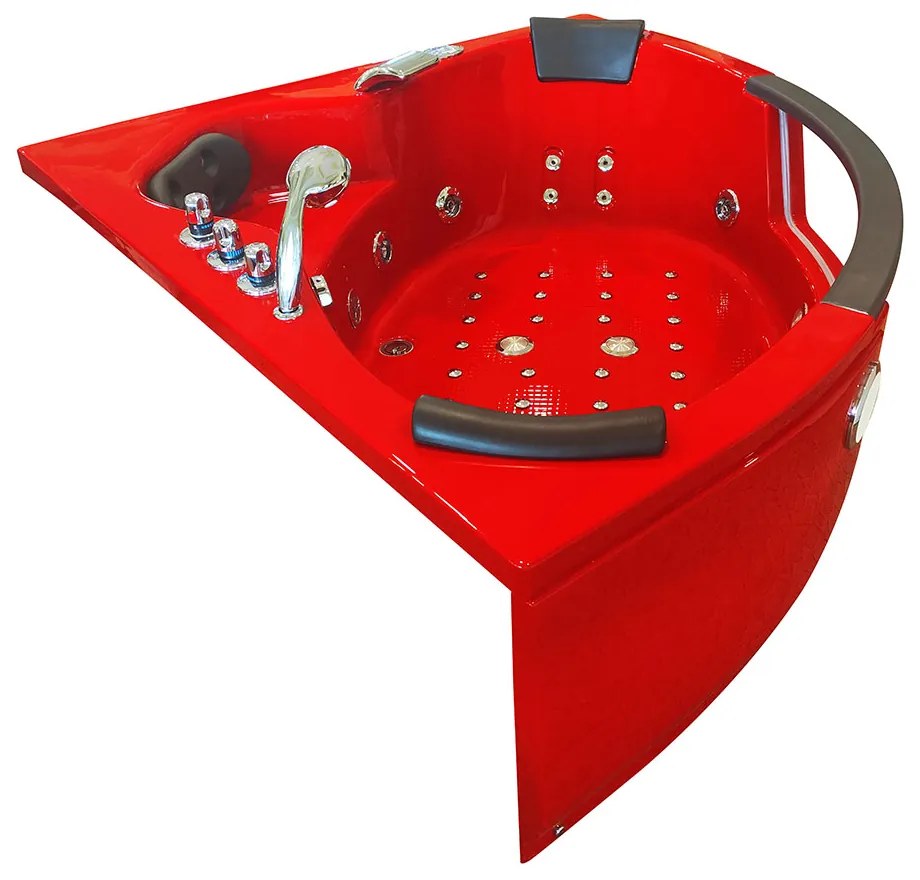 M-SPA - Červená kúpeľňová vaňa SPA s hydromasážou 152 x 152 x 56 cm