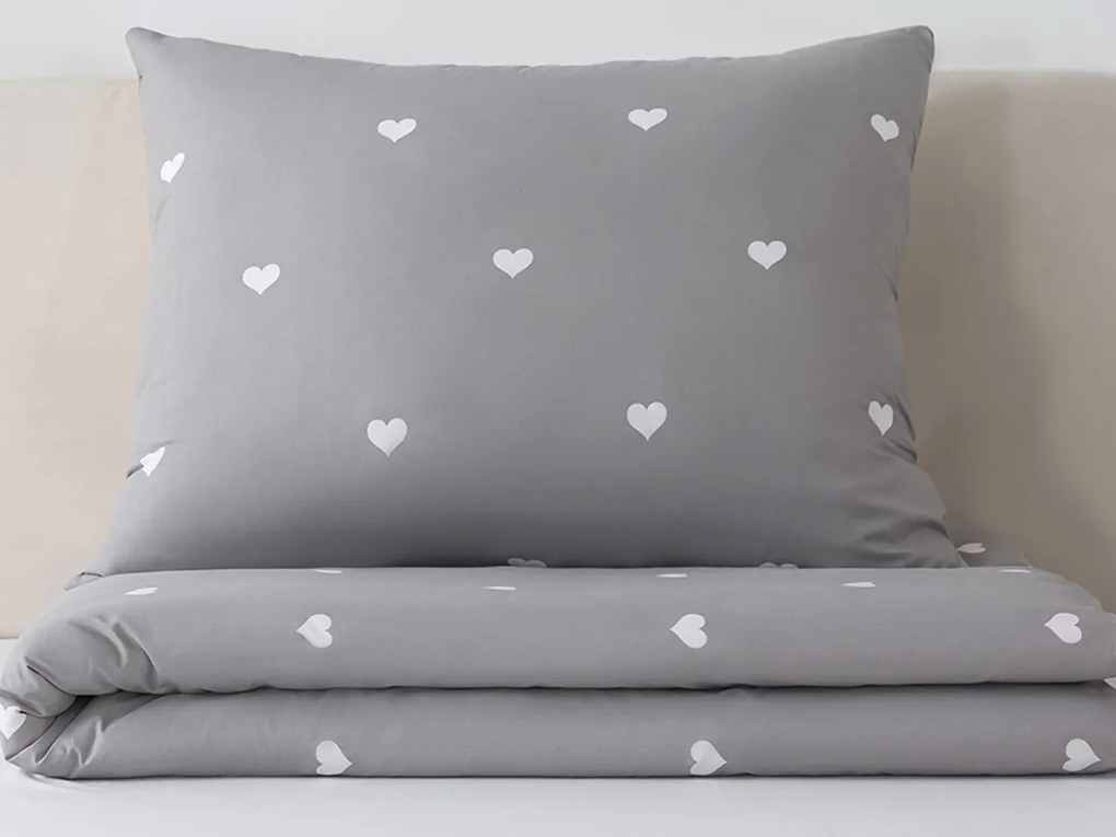 XPOSE® Bavlnené Renforcé obliečky SRDCOVKA DUO - sivé/béžové