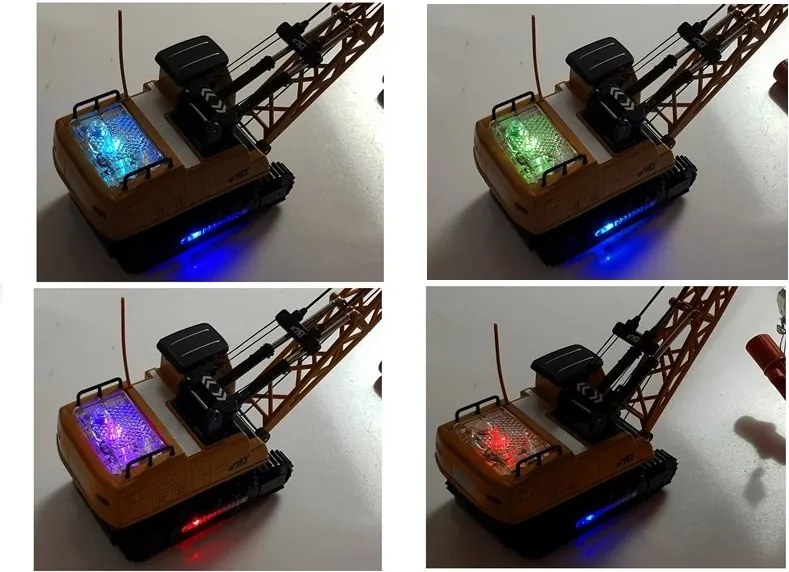 LEAN Toys Stavebné vozidlo na diaľkové ovládanie RC žeriav Pohyblivé rameno Svetlá žlté