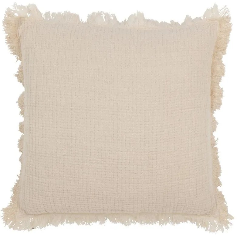Béžový mušelínový vankúš so strapcami Muslin - 45*10*45 cm