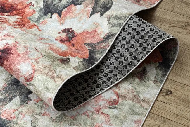 Protišmykový behúň LOTUS BOUQUET 52900 kvety béžový / ružový