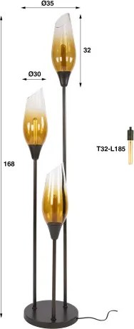 Stojaca lampa 76-90S Cocoon 3L Brown clear glass - Komfort-nábytok