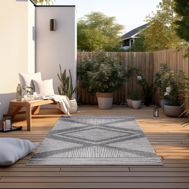 Obojstranný koberec Elle Decoration GEMINI Rhombus strieborný