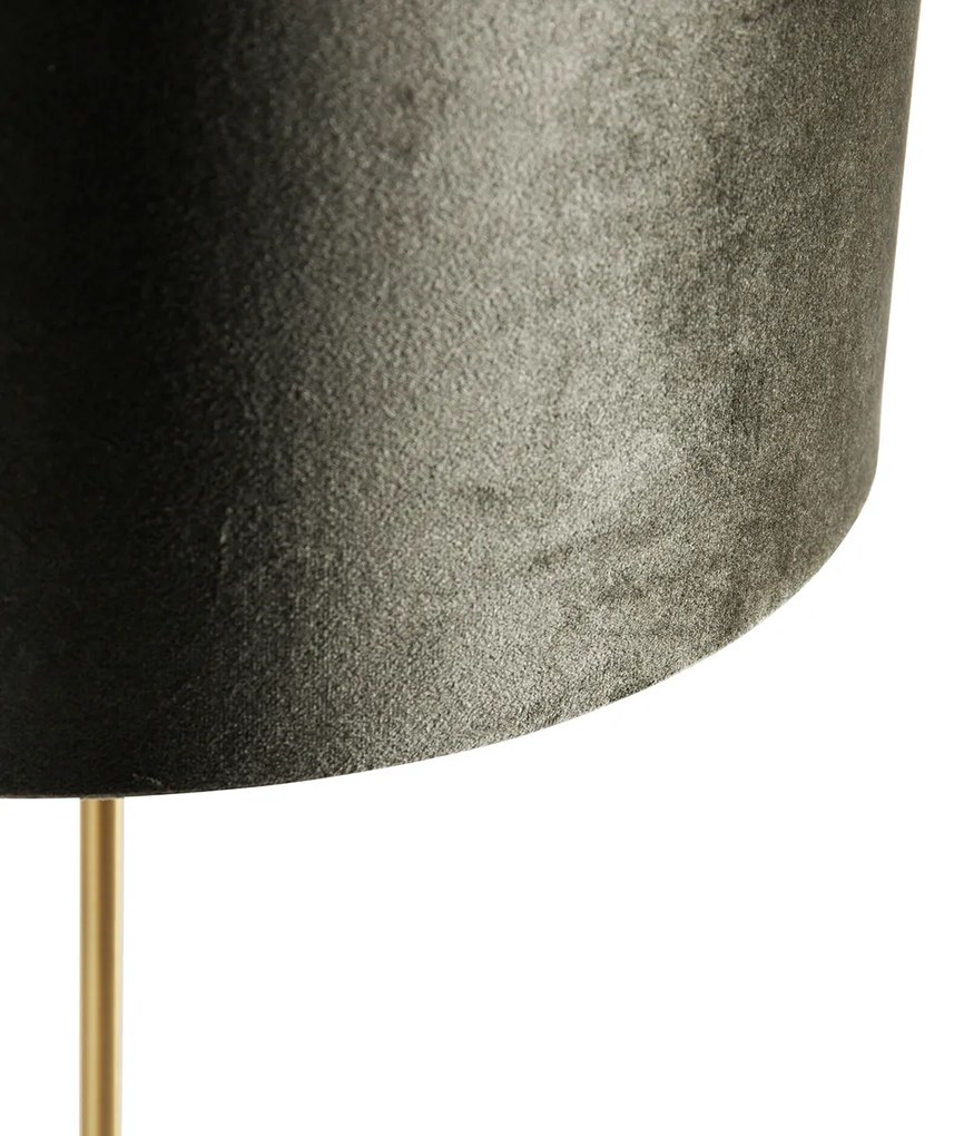 Stolná lampa mosadzná so zamatovým tienidlom zelená 35cm - Kaso