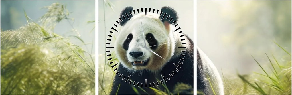 Obraz - Panda (s hodinami) (90x30 cm)