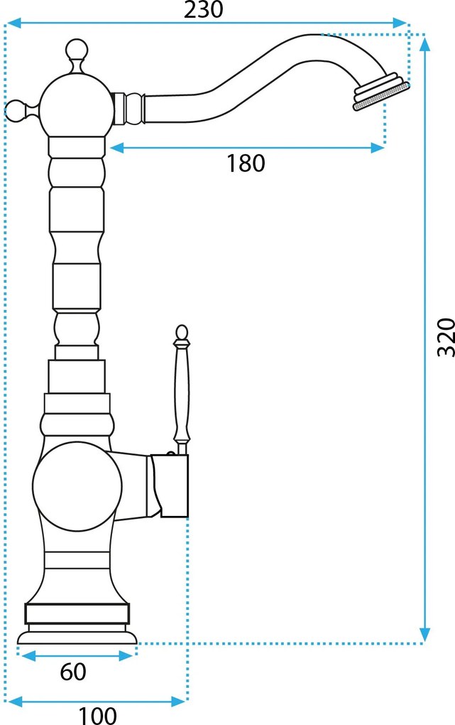 Rea Venice, vysoká drezová batéria h-320, mosadzná, REA-B2500