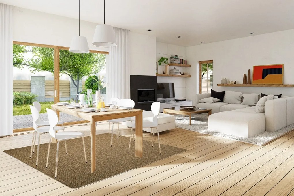 Vopi, Kusový koberec Alassio zlatohnedý štvorec, 80x80, hnedá, chodba / predsieň