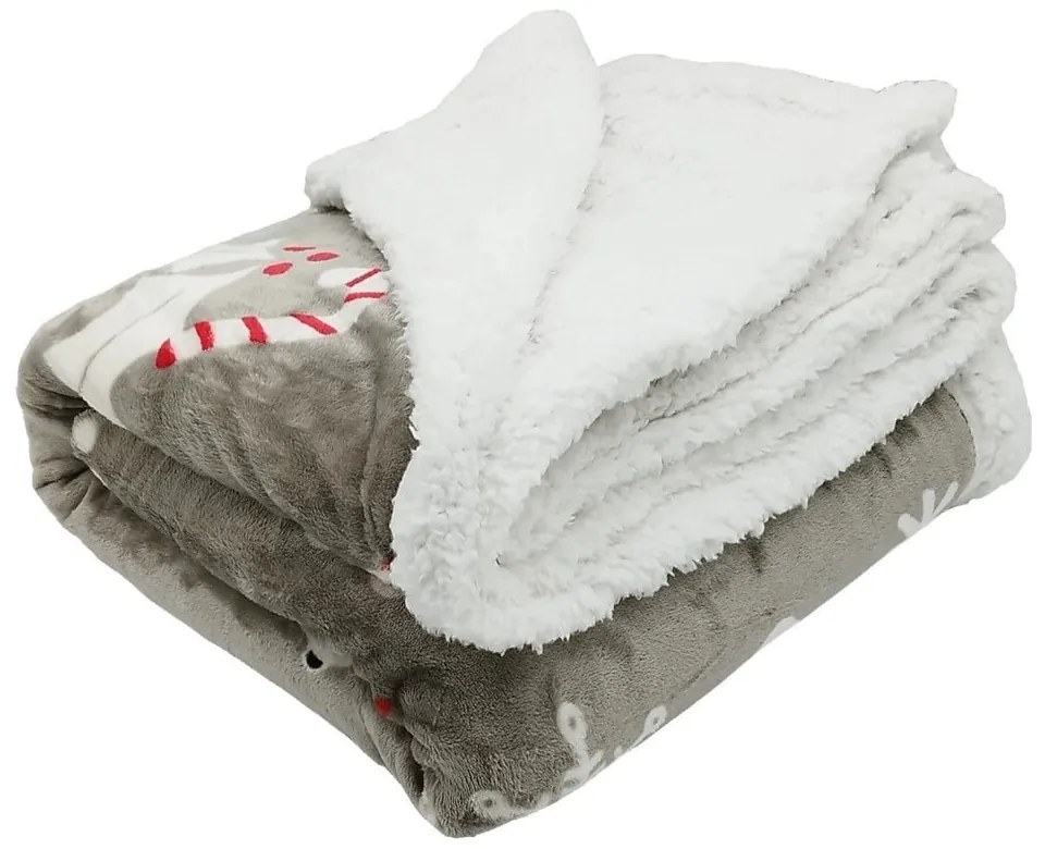 Sivá deka s vianočným motívom s baránkom 150x200 cm Snowman – My House