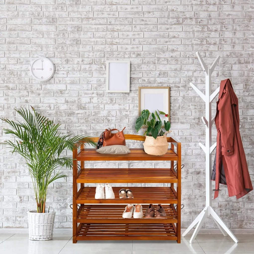 Casaria Regál na topánky RUSTIC, 5políc, 75x26x82cm, prírodná hnedá