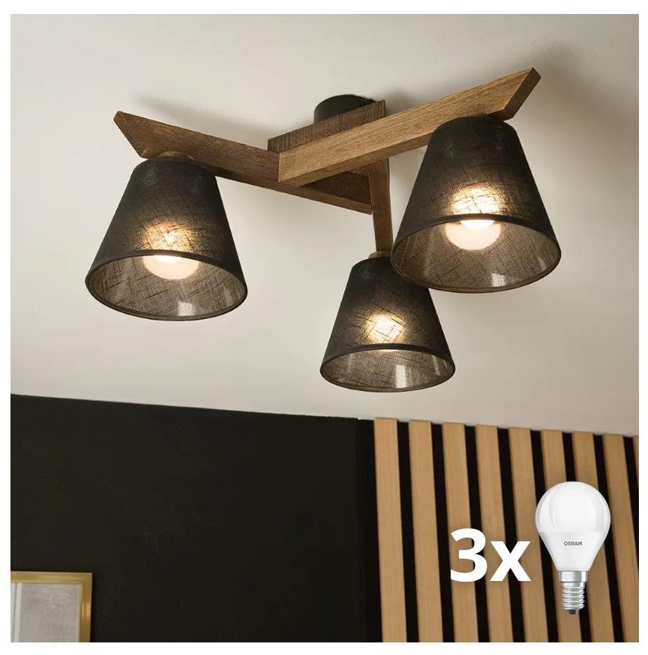 Brilagi - LED  Prisadený luster ANTHONY 3xE14/40W/230V dub orech/čierna