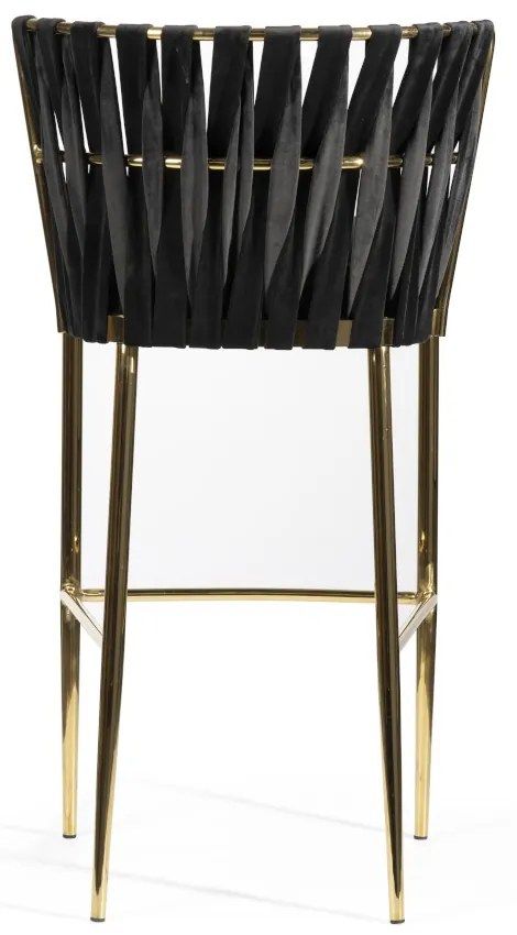 BAROVÁ STOLIČKA ALETTA ČIERNY ZAMAT + ZLATÁ 60