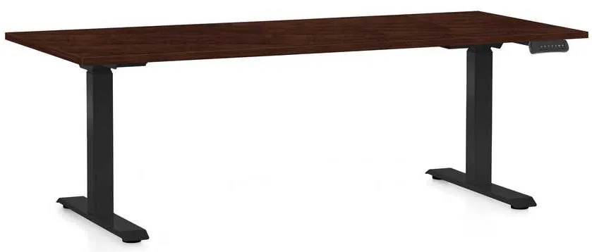 Výškovo nastaviteľný stôl OfficeTech C, 180 x 80 cm, čierna podnož, wenge