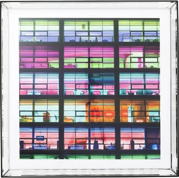 KARE DESIGN Obraz sa zrkadlovým rámom Office ružový, 80 × 80 cm