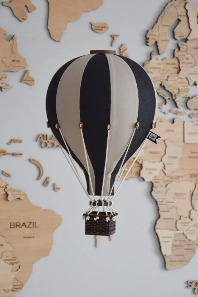 Dekoračný lietajúci balón čierna/krémová – dekorácia do detskej izby S-28cm x 16cm