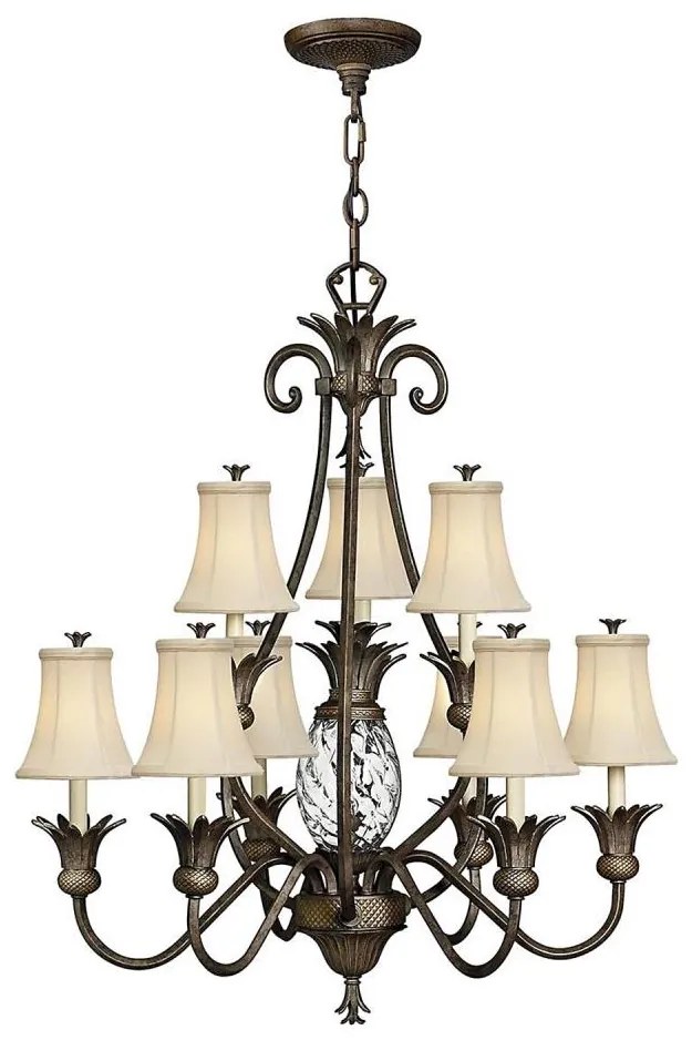 Hinkley HK-PLANT10-PZ - Luster na reťazi PLANTATION 10xE14/40W/230V bronzová