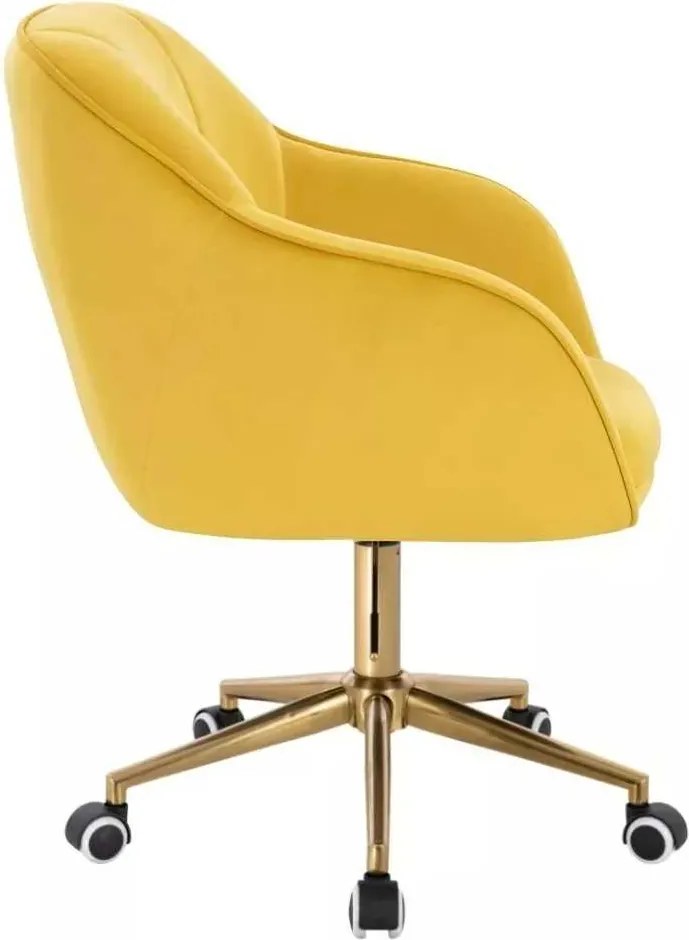 LuxuryForm DESIGN Stolička AVOLA VELUR na zlatej podstave s kolieskami - žltá