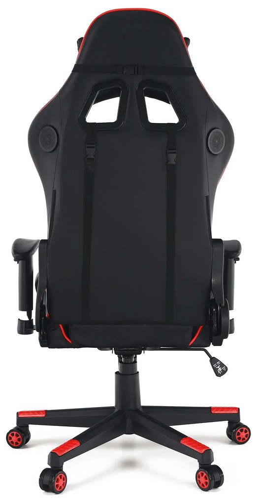 Kancelárske/herné kreslo s Bluetooth reproduktormi, čierna/červená, CARPI