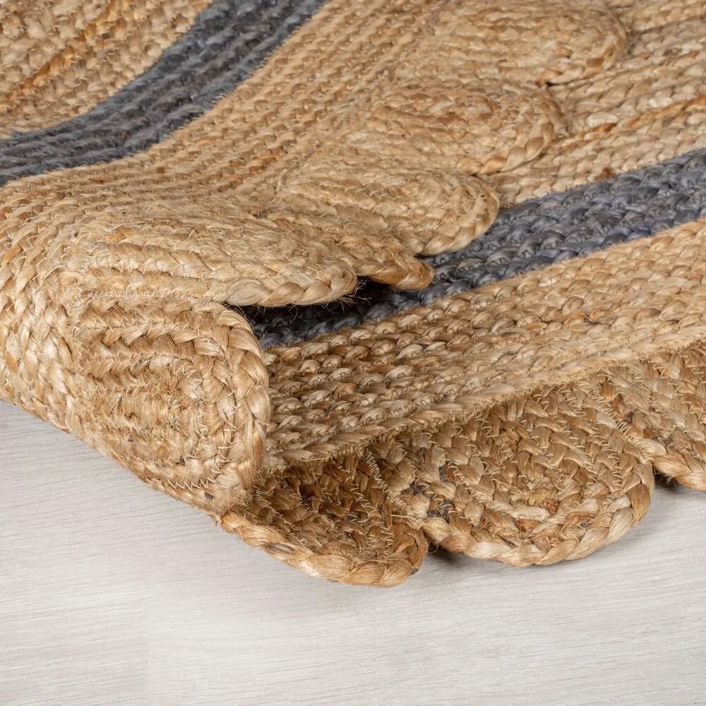 Flair Rugs koberce Kusový koberec Grace Jute Natural/Grey ovál - 120x170 ovál cm