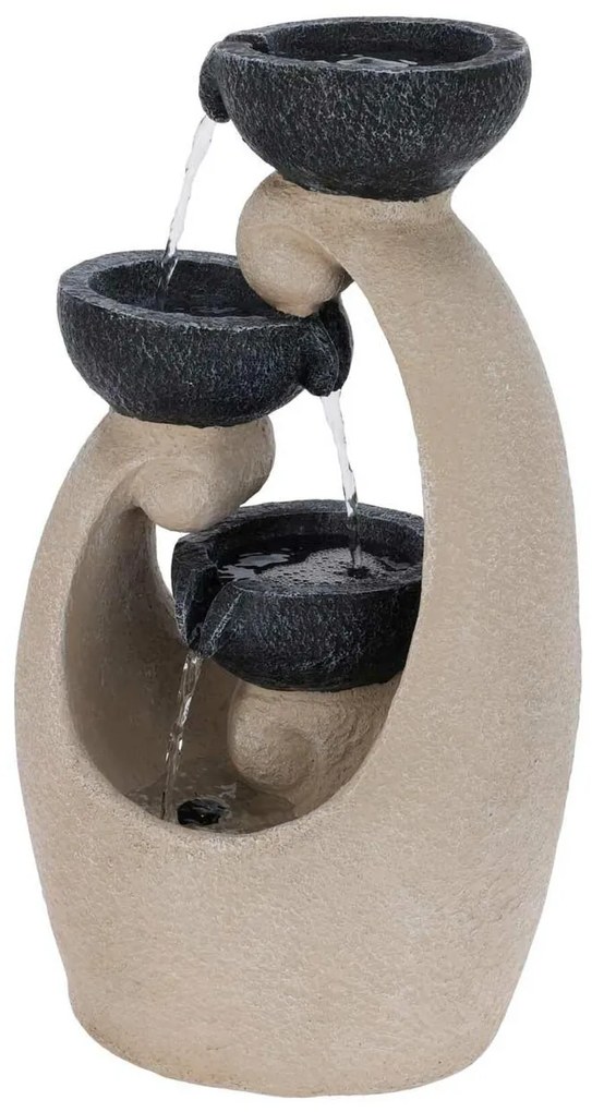 Záhradná fontána s osvetlením Teacup, 26x21x48 cm, polistone, béžová