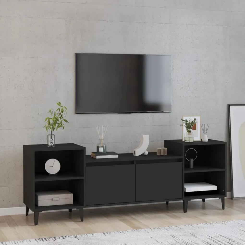 TV skrinka čierna 160x35x55 cm spracované drevo 821197