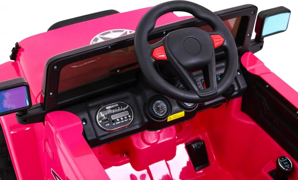 Ramiz Terénne auto Full Time 4WD pre deti Ružové + pohon 4x4 + diaľkové ovládanie + LED audio + úložný priestor