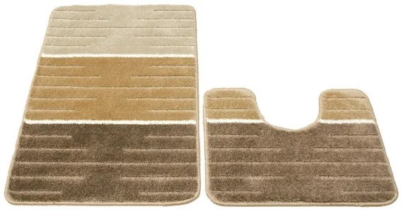 Sada kúpeľňových koberčekov COMO béžová / krémová, pruhy
