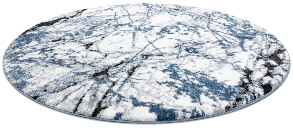 Moderný okrúhly koberec COZY 8871, Marble, Mramor - Štrukturálny,  dve vrstvy rúna, modrá