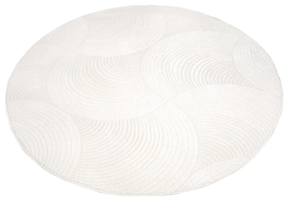 Dekorstudio Okrúhly jednofarebný koberec FANCY 647 -  smotanovo biely Priemer koberca: 200cm