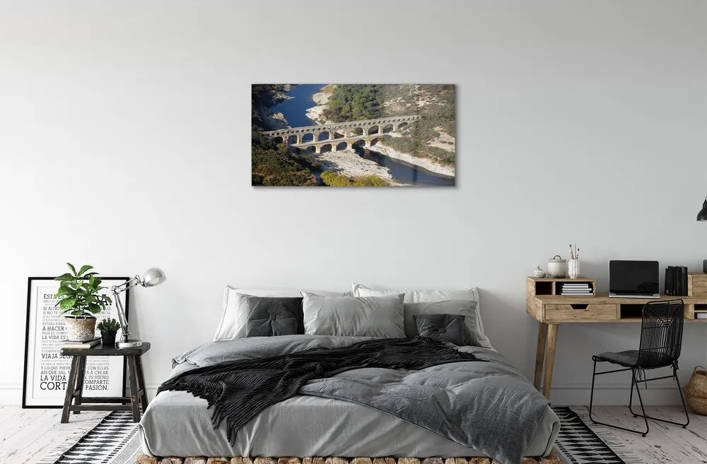 Sklenený obraz rieka Rím Akvadukty 125x50 cm