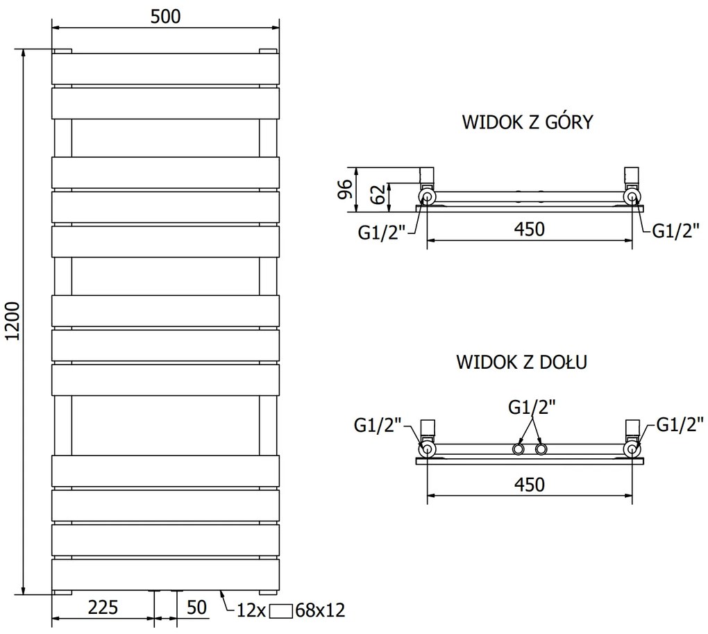 Mexen Ceres, vykurovacie teleso 1200 x 500 mm, 610 W, biela, W111-1200-500-00-20