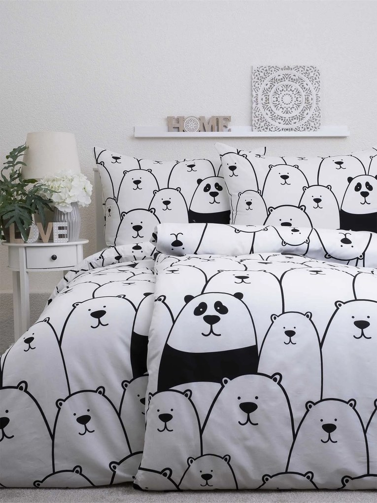MKLuzkoviny.cz Bavlnené obliečky Renforcé – Rebel Panda 140×200cm 70×90cm