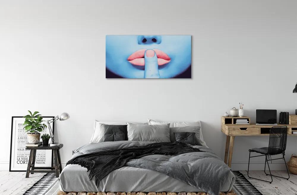 Obraz canvas Žena neónové pery 125x50 cm